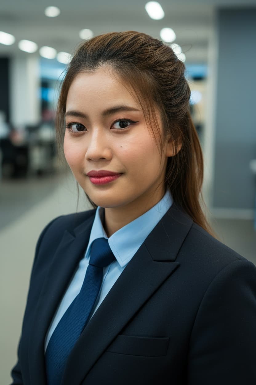 Professional wearing business attire for corporate headshot